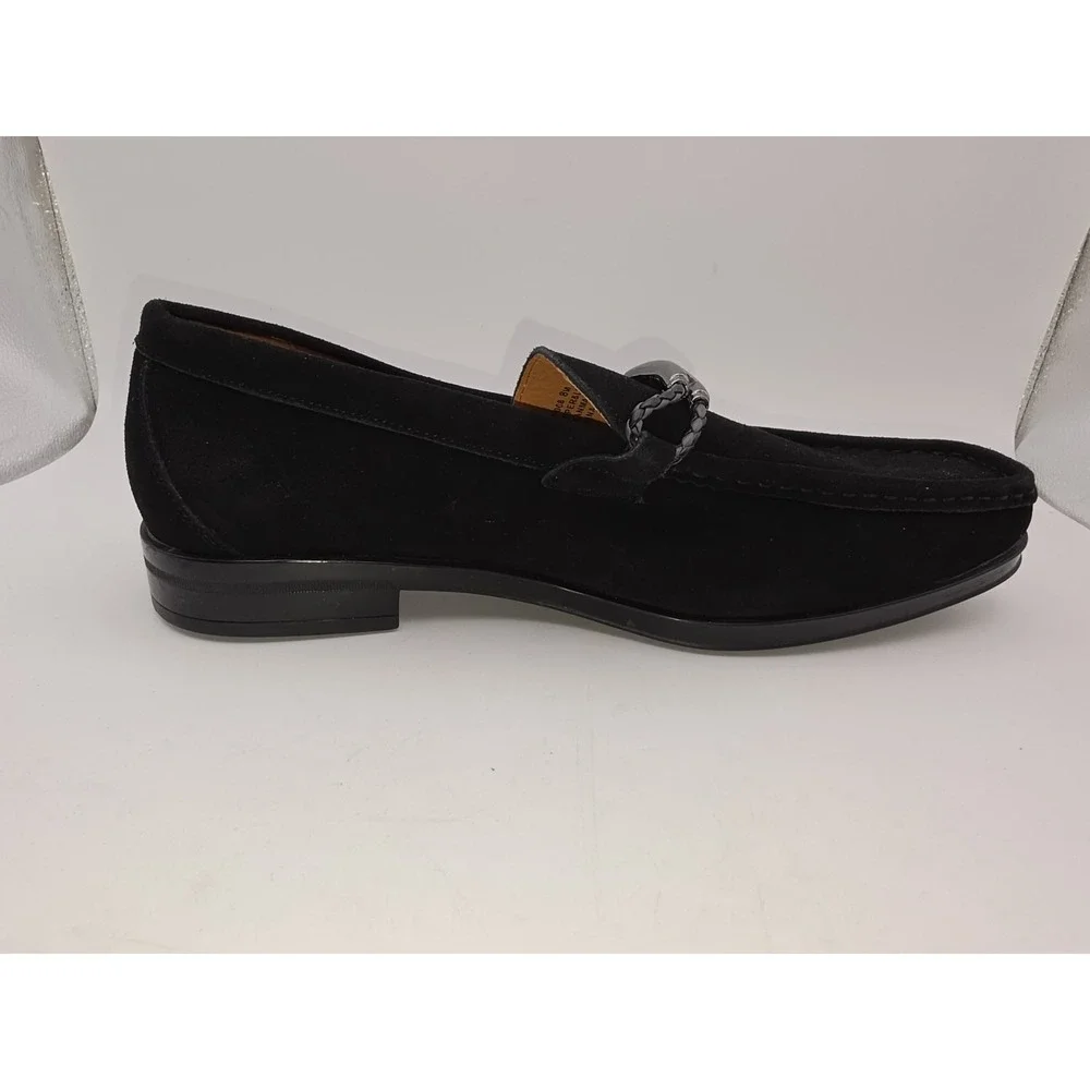 Stacy Adams Neville Mens Loafers Black Suede Moc Toe Bit Slip On Shoes Size 8M